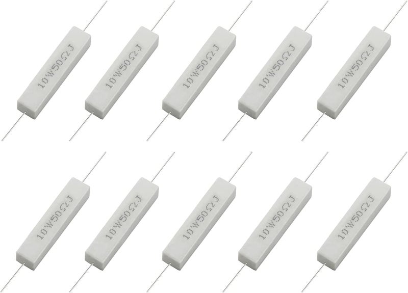 Jersvimc 10PCS 10W 50 Ohm Ceramic Resistor, Power Resistor Assortment Cement Resistor Kit Wirewound Resistor - Image 2